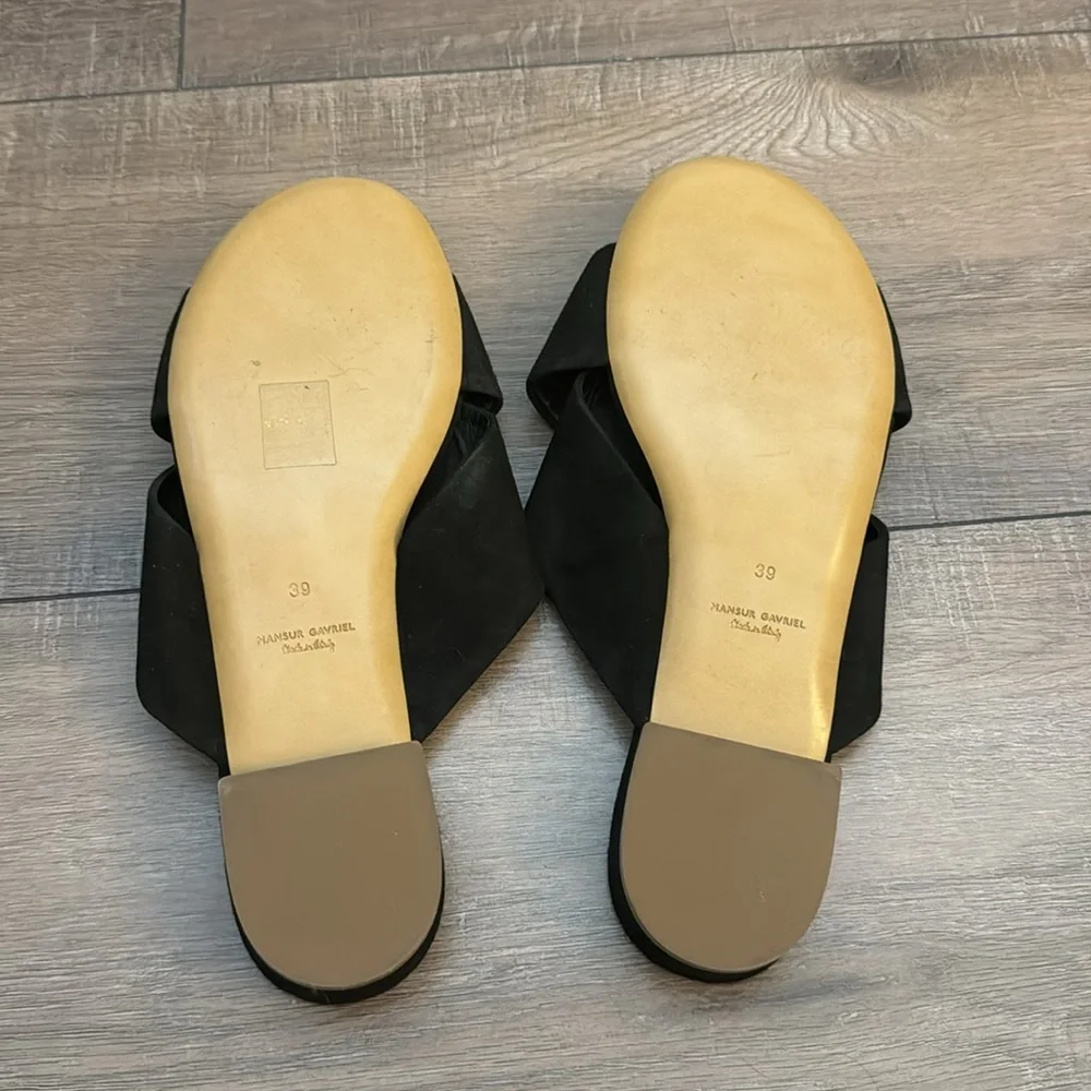 Mansur Gavriel Black Suede Criss Cross Flat Sandal Size 39 Like New - Picture 5 of 6